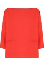 Maison Poi TISSUE SWING TOP WITH POCKETS 3/4SL RED